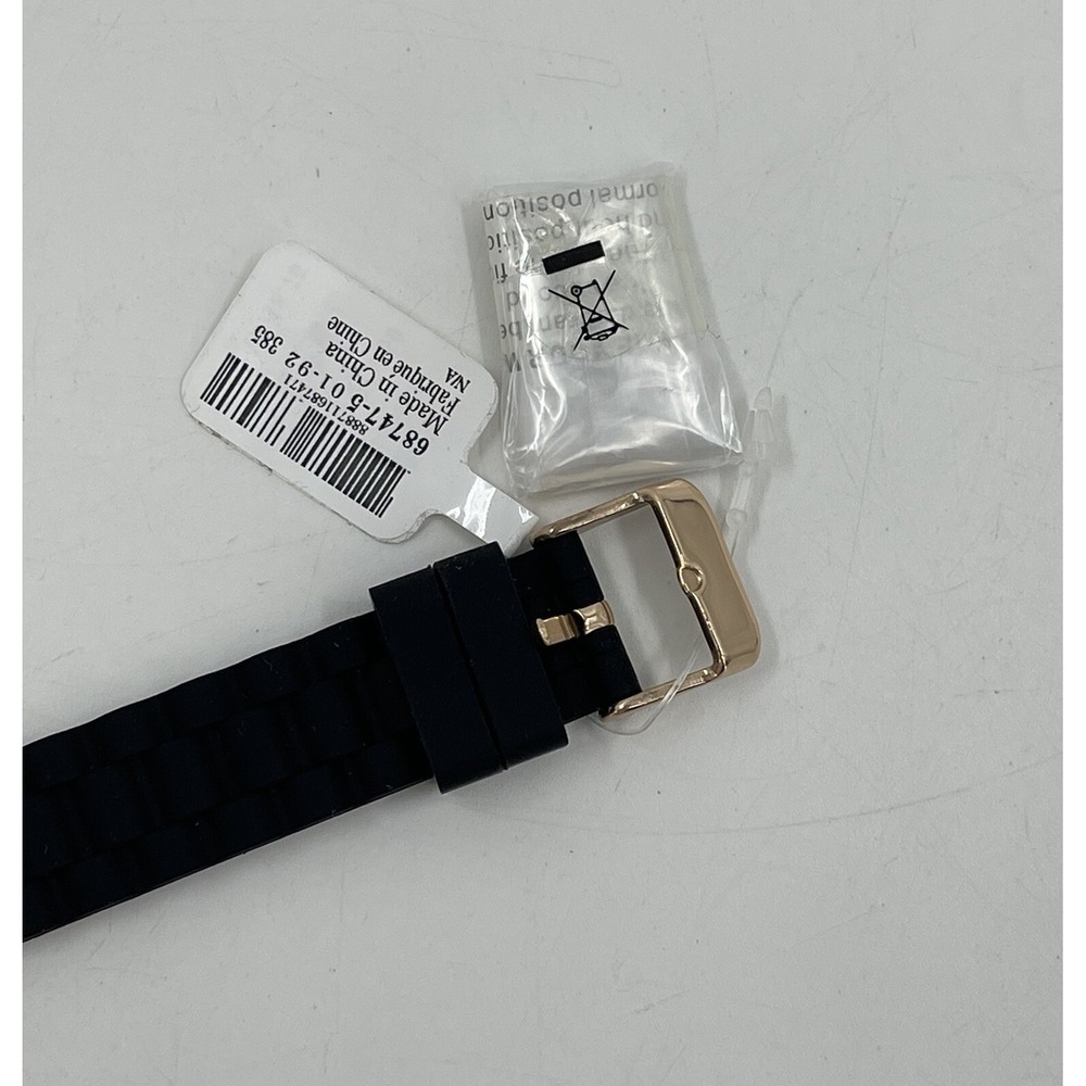 Women's Rose Gold Tone Claire's‎ watch, Black Poly Band Crystal Accents - Picture 6 of 7